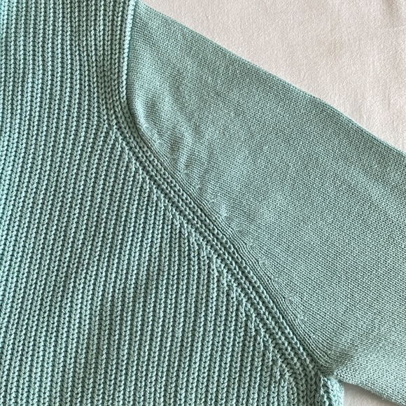 L. L. Bean long open front cardigan Robins Egg Blue, 100% cotton - Picture 6 of 12